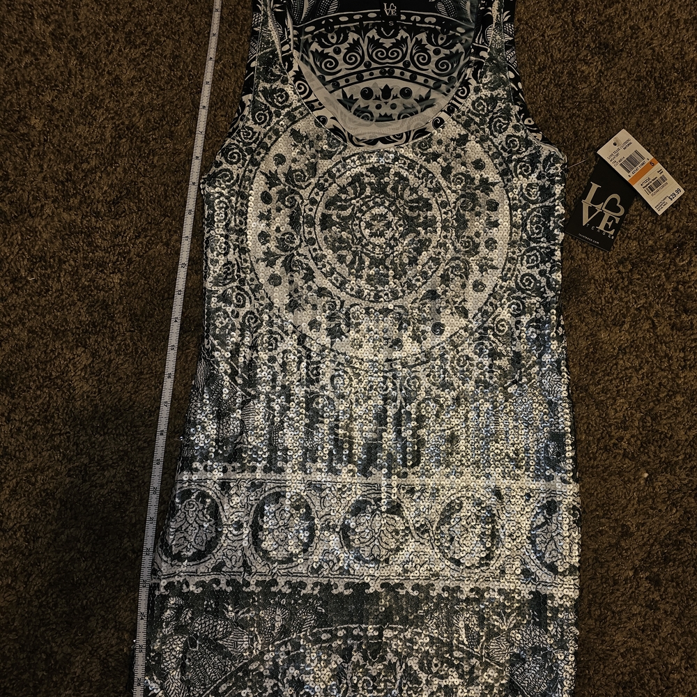 Love Tease Blue and White Ornate Tank Top